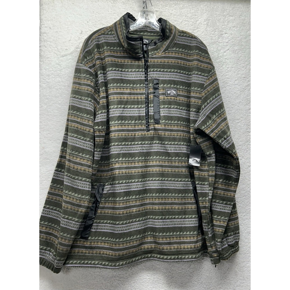 Billabong Men's Drew Mock Neck Fleece Pullover 1/2 Zip XL Black Print (R1)